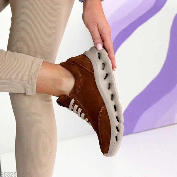 Молодіжні дизайнерські руді кросівки натуральна замша | Зображення 3