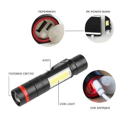 Фонарь Quantum Assistant-M 3W LED+COB з USB з функцією Power Bank (QM-FL1033) | Зображення 3