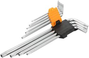 Набір подовжених Torx ключів Т10-Т50 з отвором 9 шт Tolsen 20057