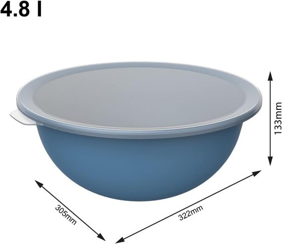 Миска кухонна з кришкою Rotho Caruba 4,8 л (10262), пластикова, блакитна, для зберігання продуктів | Зображення 2