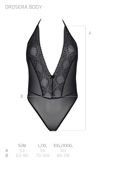 Боди Passion DROSERA BODY black, XXL/XXXL, высокие вырезы, верх на завязках | Зображення 4