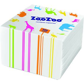 Салфетки столовые ZooZoo однослойные белые 24x23 см 100 шт. (4823019009293) - Топ Продаж!