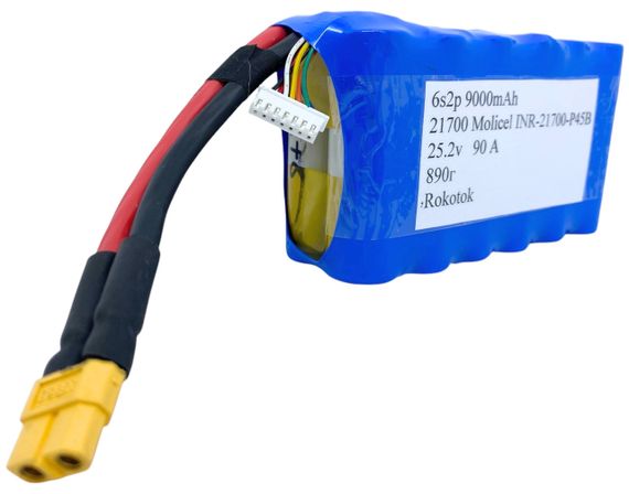 Батарея для дрону акумулятор для fpv фпв дрона 6S2P 9000mAh Molicel INR-21700-P45B 90A 24.2V | Зображення 2