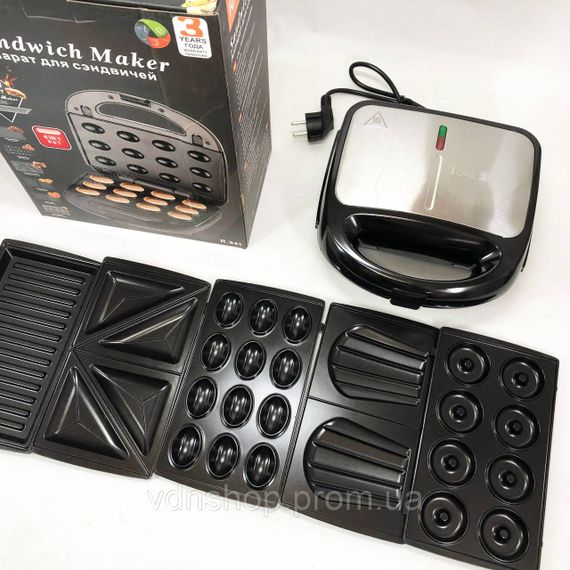 Електробутербродниця для дому RAF, Гриль з притиском для кухні Гриль сендвічів з насадками AH-17 | Зображення 2