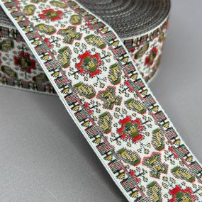 Тесьма з українським орнаментом 33 мм - вишиванка мак