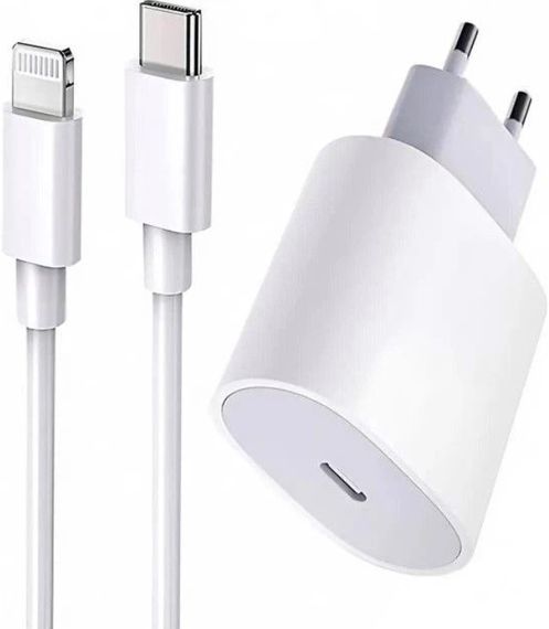 Зарядка USB-C 20W + Кабель USB-C to Lightning Power Adapter сетевое зарядное устройство блок и кабель Белый