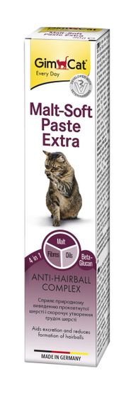 Мальт-паста для виведення вовни зі шлунка котів GimCat Malt-Soft Extra, 50 гр | Зображення 1