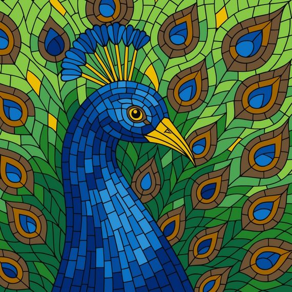 Картина за номерами "Вітраж. Павич" ©art_selena_ua KHO6788, 30х30 см