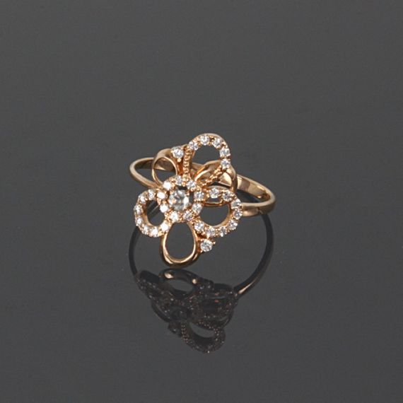 Кольцо из красного золота с топазом и фианитами 16