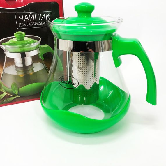 Чайник заварювальний Con Brio Green CB-6215 1,5 л, Чайник самовар скляний. Колір: зелений