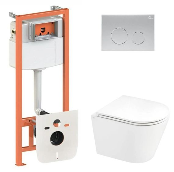 Набір Qtap Nest 4 в 1 підвісний унітаз Scorpio Ultra Quiet 520x365x365 + комплект інсталяції QT1433053EUQW45166