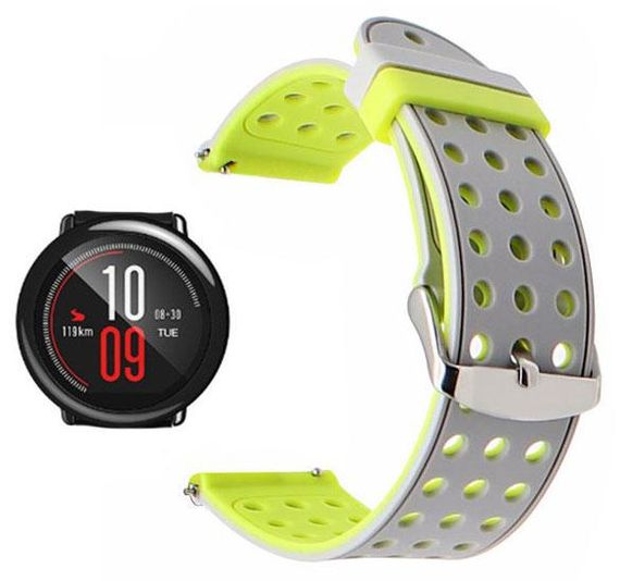 Подвійний ремінець з перфорацією Primo для годинника Xiaomi Huami Amazfit Sport - Grey&Yellow