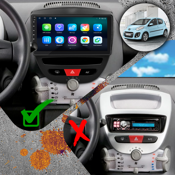 Штатная магнитола Lesko для Citroen C1 I Рестайлинг 2 2012-2014 10" 4/32Gb/ 4G/ Wi-Fi/ CarPlay GPS Premium | Зображення 1