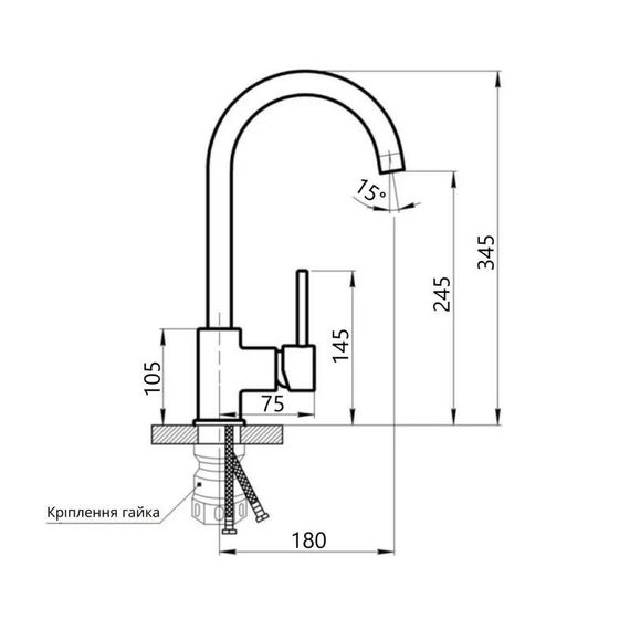 Смеситель для кухни Lidz Aria 015F (k35) LDARI015FGRP49559 Graphite | Зображення 1
