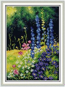 Набор для вышивания по нанесённой на канву схеме "Beautiful Flowers 3". AIDA 14CT printed 21*30 см