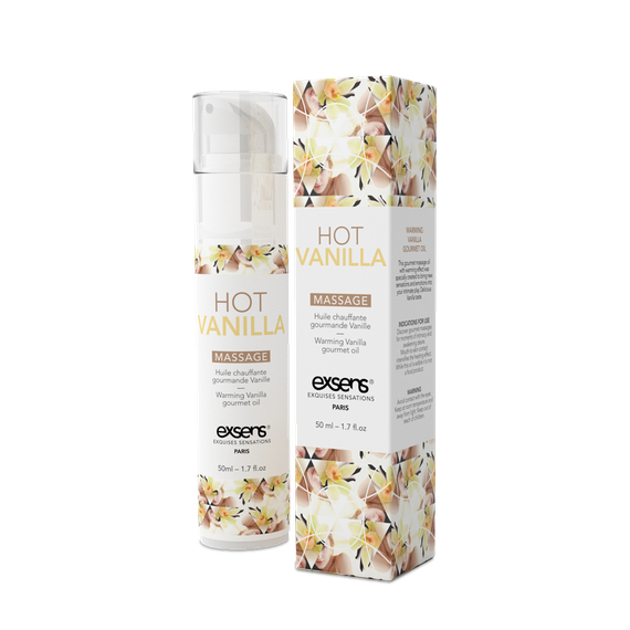 Масажна олія EXSENS Hot Vanilla 50мл розігріває, без цукру, без парабенів, їстівна