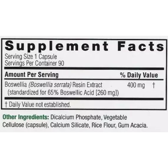 Экстракт босвеллии Nature's Answer Boswellia 400 mg 90 Veg Caps | Зображення 1