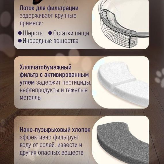Автоматическая поилка для животных фонтан Q-System Pets Water Fountane фильтрация воды, питание от USB Черный | Зображення 4