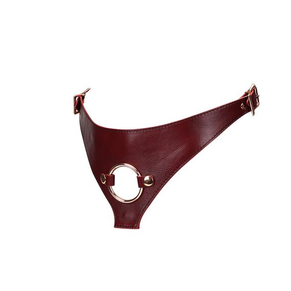 Шкіряні трусики для страпона Liebe Seele Wine Red Strap on Harness, універсальний розмір | Зображення 2