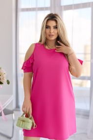 Женское летнее короткое платье с открытыми плечами GF9045 цвет розовый, размер 42/44