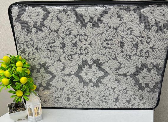 Жакардовый чохол на диван + 2 крісла Damask зі спідницею, слонова кістка | Зображення 1