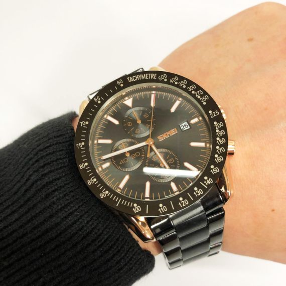 Годинник наручний чоловічий SKMEI 9253RGBK, чоловічий круглий наручний годинник, чоловічий годинник стильний годинник на руку | Зображення 4