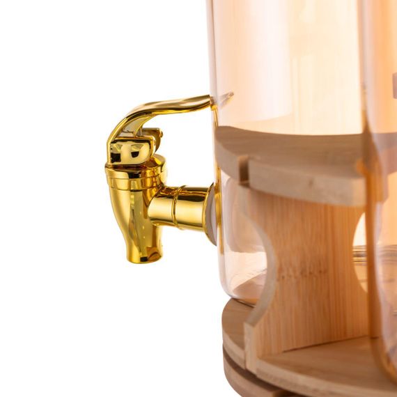 Лимонадница стеклянная 3в1 на подставке с золотыми кранами 5.5 л HP-34-28 | Зображення 3