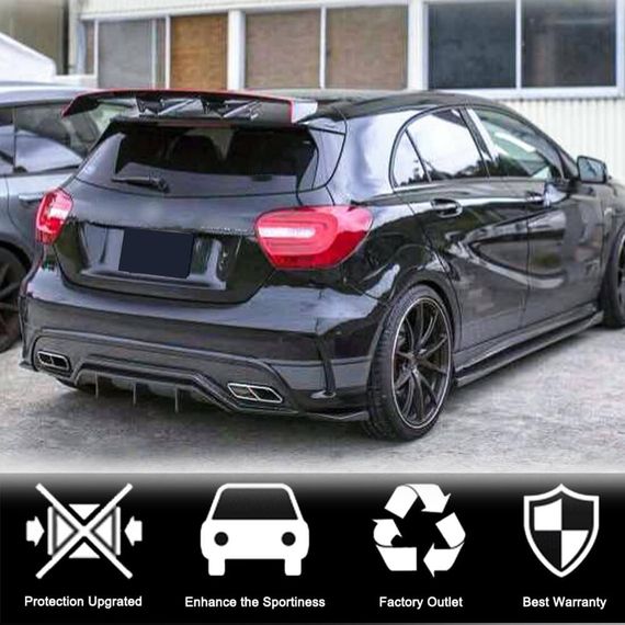Дифузер заднього бампера V2 (для AMG-Line / A45 AMG HB) для Mercedes A-сlass W176 2012-2018 рр | Зображення 1