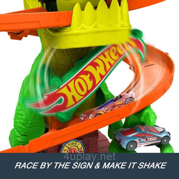 Трек Хот Вилс Сити Опасные существа Атака огненного Ти-Рекса Оригинал Hot Wheels City T-Rex Blaze Battle | Зображення 2