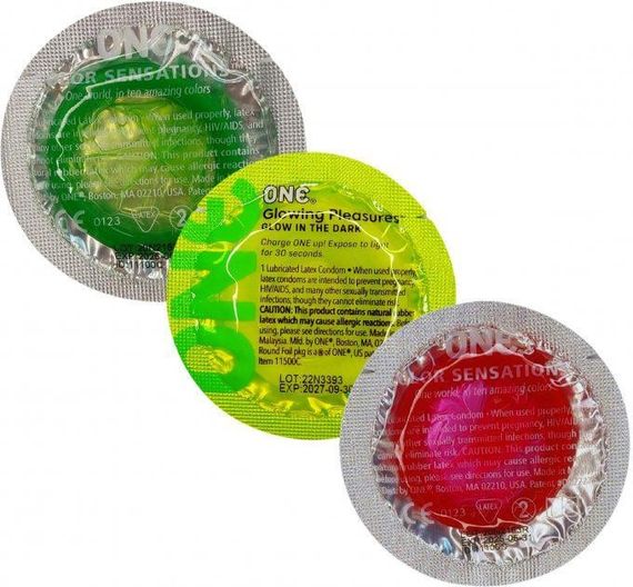 Набір латексних презервативів One Color Sensation із силіконовим мастилом червоного кольору (ціна за 5 шт) sexstyle | Зображення 1