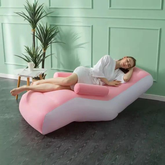 Надувний диван з підлокітниками Inflatable Sofa / Портативне складане крісло для дому, дачі, туризму та відпочинку, 140х85х80 см | Зображення 1