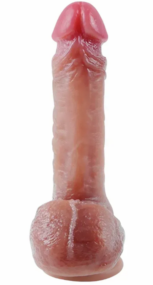 Большой фаллоимитатор с мошонкой на присоске OYO - Dildo Double Layer Silicone YQW-023 (длина 20 см, диаметр 3.6 см) Sex Aura | Зображення 2