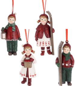 Набір 12 новорічних підвісок "Діти в очікуванні Нового Року" 10см, в стилі Ретро