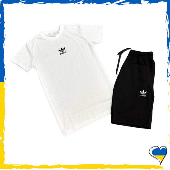 Комплект шорти Adidas + футболка Adidas біла. Комплект Адідас S M L XL XXL