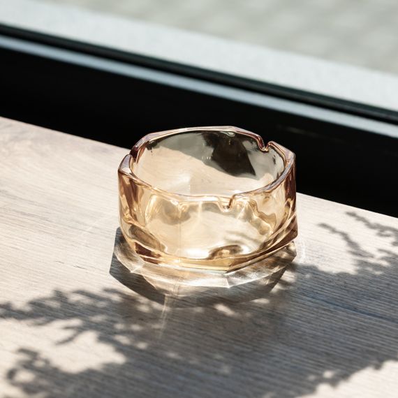 Попільничка скляна Diamond Faceted 12 см, золотистий Yiwu HP-34-78 | Зображення 1
