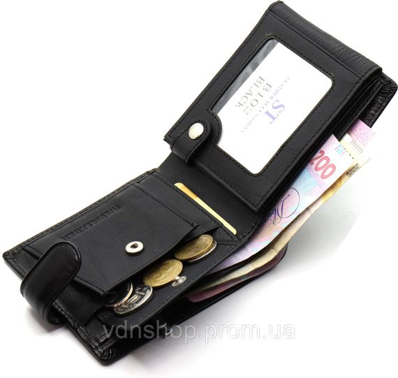 Класичне чоловіче портмоне з натуральної шкіри ST Leather ST102 Чорний | Зображення 3