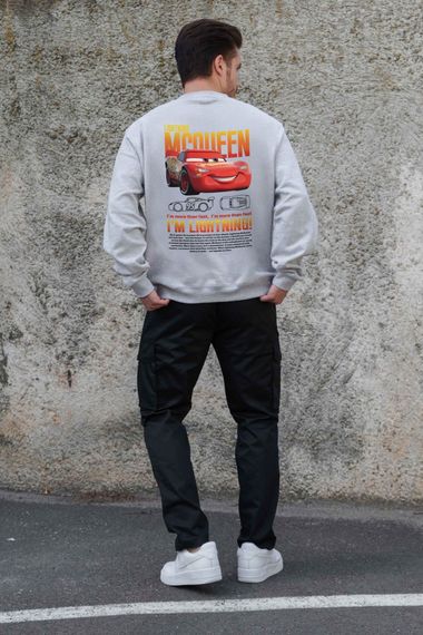 Утеплений оверсайз світшот на флісі з принтом Without Mcqueen Gray | Зображення 1