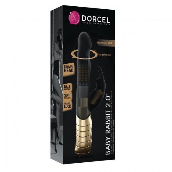 Вібратор-кролик Dorcel Baby Rabbit Gold 2.0 з перлинним масажем і головкою, що обертається Sex Aura | Зображення 6