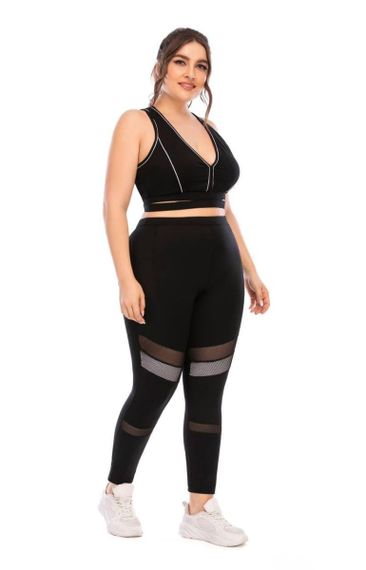 Фітнес костюм plus size з вставками з сітки | Зображення 6