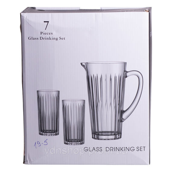 Глечик 1.2 літра зі склянками 6 штук по 320 мл графин для компоту соку води лимонаду HP-19-5 | Зображення 7