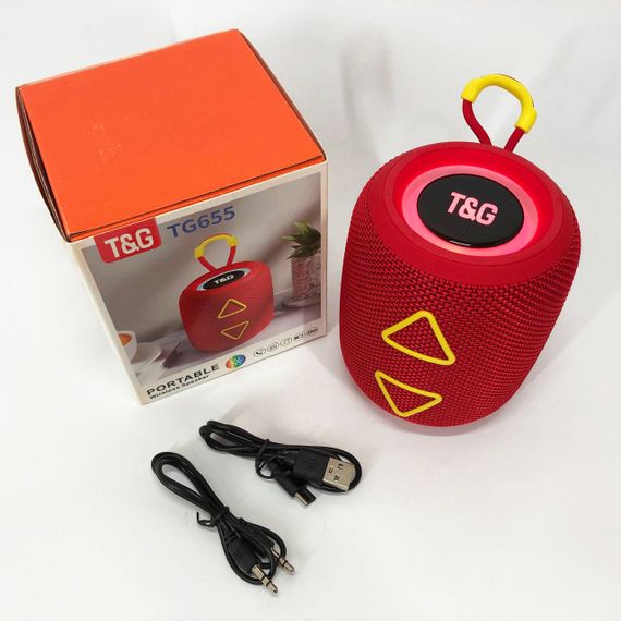 Портативна колонка TG655 5W з RGB підсвічуванням та ремінцем, бездротова колонка потужна. Колір: червоний | Зображення 6