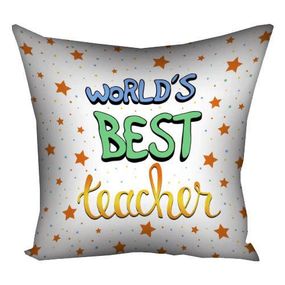 Подушка з принтом габардинова World's best teacher 50x50 (5P_18M009)