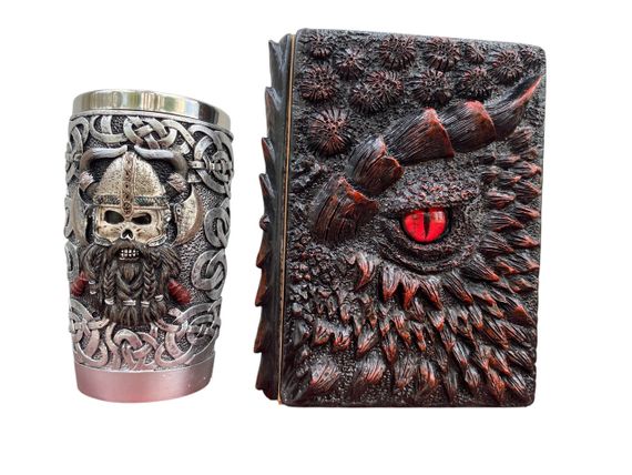 Подарунковий набір Стакан 3D Вікінг Лицар і Блокнот 3D «Око Пламінного Дракона»