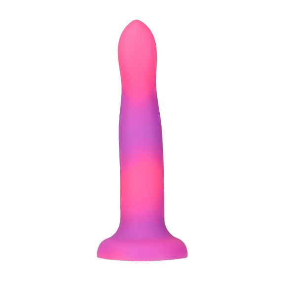 Светящийся в темноте фаллоимитатор ADDICTION Rave 8″ Glow in the Dark Dildo Pink Purple, 20,3 см | Зображення 2