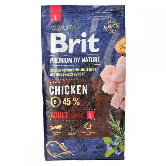 Корм сухий Brit Premium Dog Adult L для дорослих собак великих порід вагою 25-45 кг з куркою 8 кг | Зображення 3