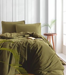 Комплект постільної білизни SoundSleep Stonewash Adriatic євро 200х220 см оливковий (93419116)