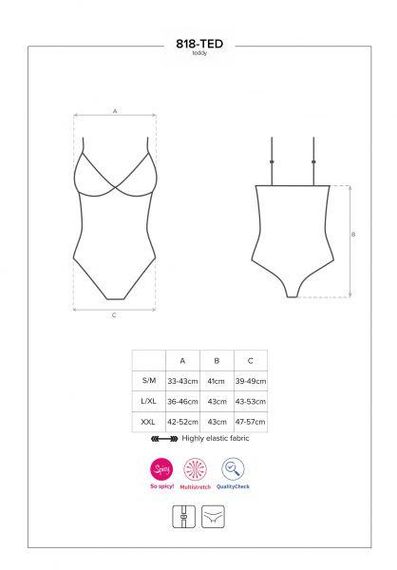 Боді Obsessive 818-TED-1 чорний з вишивкою S/M sexstyle | Зображення 6