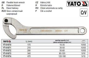 Ключ сегментний шарнирний M=80-120 мм L=340 мм YT-01673