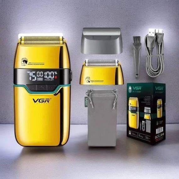 Електробритва акумуляторна вібраційна сітчаста VGR-350 Золото