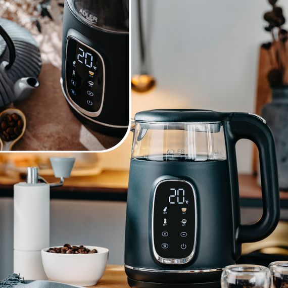 Електрочайник Adler AD 1305 black silver 1850-2200Вт/ 1.7л/ скло/ встановлення температури/ | Зображення 7